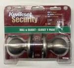 Kwikset Hall & Closet Door Knob Satin Nickel 200P-15-CP-BBPKG. Fixed Price $15.00.