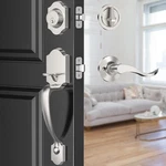 Maxecurity Front Door Handle & Deadbolt Set, Satin Nickel, Reversible. Fixed Price $106.88.