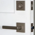 Viaggio Quadrato Rosette 2-3/4" Backset With Lusso Lever And Matching Deadbolt. Fixed Price $79.99.