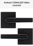 Kwikset Milan Passage Door Lever - Square Matte Black. Fixed Price $35.00.