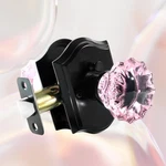 Crystal Door Knobs, Pink Black Glass Interior Rose Shape With Lock.... Fixed Price $41.55.