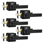 Gobekor 5 Pack Matte Black Interior Door Handles Lock For Bedroom Bathroom -. Fixed Price $82.17.