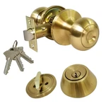Passage Doorknob And Keyed Deadbolt Lock Set Entry SC1 Satin Brass With 3 Keys. Fixed Price $26.38.
