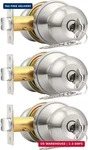 Probrico Brushed Nickel One Keyway Ball Door Knobs Entry Lock With Keys, 3 Pack. Fixed Price $36.85.