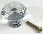 Small Crystal-cut Glass Pull Knob With 7/8" Mounting Screw For Cupboard/door Vgc. Fixed Price $7.19.