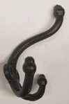 Cast Iron Three Prong Utility Hook Rack Coat Hat Hanger Steel Metal Black Acorn. Fixed Price $7.65.