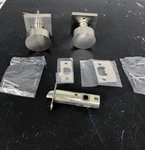 Emtek 5210ROUUS15 Satin Nickel Privacy Door Knob With Square Rose. Fixed Price $100.00.