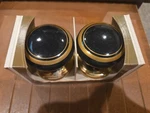 Vintage Gainsborough Black W/ Gold Band Porcelain Door Knob Set E4054. Fixed Price $55.00.