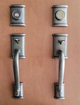 Kwikset Ashfield Rustic Pewter Front Double Door Handle Lock Dummy Complete. Fixed Price $299.99.