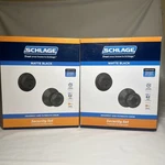 Schlage Plymouth Matte Black Entry Knob Deadbolt Set Lot Of 2 - Keyed Alike New. Fixed Price $58.97.