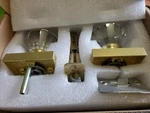 Hiemy Crystal Door Knobs Square Brushed Statin Gold Hardware Keyless Lock BS-007. Fixed Price $100.00.