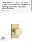 Emtek 5212ROUUS4 Rectangular Rosette, Round Knob Satin Brass *no Hardware. Fixed Price $74.99.