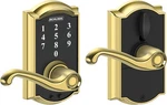 Schlage Touch Camelot Lock With Flair Lever (bright Brass) FE695 605. Fixed Price $184.00.