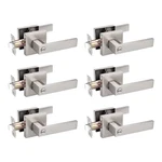 Door Lever Privacy Lock 6 Pack Keyless Handleset Satin Nickel Probrico Square. Fixed Price $154.99.