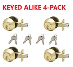 Pack Keyed Alike Deadbolts Adjustable 2-3/8" Or 2-3/4",POLISHED Brass Finish. Fixed Price $42.99.