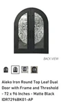 Aleko Iron Minimalist Glass-panel Dual Door With Frame 92X72 Inches Matte Black. Fixed Price $3500.00.