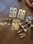 Lot 3 Rejuvenation Solid Unlaquered Brass Door Hardware Knobs Lock Set. Fixed Price $225.00.