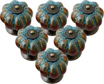 6 Pack Blue Ceramic Pumpkin Cabinet Knobs Vintage Drawer Door Pull Handles. Fixed Price $14.55.