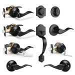 Probrico Matte Black Front Door Handle Entry Set Levers Deadbolt. Fixed Price $28.86.