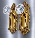 Grandeur Victorian Long Plate W/ Versailles Crystal Knob, Polished Brass. Fixed Price $207.90.
