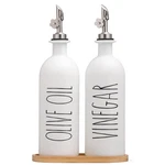 Homcdaly 16OZ Olive Oil Dispenser Bottles White Vinegar Set Bamboo Tray. Fixed Price $62.79.