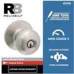 Reliabilt Keys Satin Nickel Bed/bath Door Knob #0037249 Keyed Entry Open Box. Fixed Price $7.00.