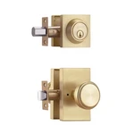 Parro Gold Interior With Deadbolt, Satin Brass Pismo Doorknobs, He.... Fixed Price $42.10.