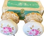 Antique Gainsborough Door Knob Set, Chelsea White Porcelain Hand Painted. Fixed Price $71.00.
