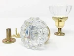 Dummy French Door Knob Set-polished Brass-crystal Antique Replica Surface Mount. Fixed Price $59.99.