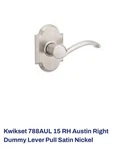 Lot Of 15 Kwikset Austin Right-handed Half-dummy Door Knob Levers Satin Nickel. Fixed Price $12.98.
