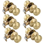 6 Pack Gold Door Knobs,interior With Lock,coastal Style Satin Brass.... Fixed Price $81.31.