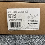 Kwikset 730HFL Halifax Privacy Lock Lever Satin Chrome 97301-006 2 Available. Fixed Price $15.00.