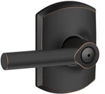 Schlage F40 Brw 716 Grw Greenwich Bed And Bath Lever, Aged Bronze. Fixed Price $50.00.