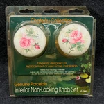 Vtg Prime Line Porcelain Floral Interior Non Locking Knob Set Pink Rose. Fixed Price $92.00.
