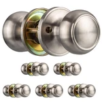 Ilyapa Passage Door Knob For Hall/closet - Tulip, Black 6 Pack, Satin Nickel. Fixed Price $76.99.