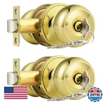 Probrico Polished Brass Entry Door Knob Lock Set 2 Pack With Keys Exterior Inter. Fixed Price $55.47.