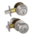 Design House Cambridge Brass Knob And Deadbolt Satin Nickel/silver. Fixed Price $67.40.