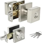 Heavy Duty Square Door Knob With Deadbolt,front Lock Set- Brushed Nickel. Fixed Price $32.89.