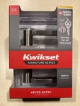 Kwikset Keyed Entry Perth Square Satin Nickel Lever Handleset With Smartkey. Fixed Price $19.99.
