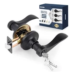 Loqron Wave Style Door Lever Keyed Entry Handle With 1 Pack, Matte Black. Fixed Price $31.70.