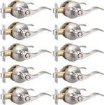 Knobonly 10 Pack Brushed Satin Nickel Door Lever Privacy Handles, Zinc. Fixed Price $161.44.