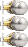 Probrico 3 Pack Brushed Nickel Passage Door Knobs, Flat Ball Interior Handles. Fixed Price $25.85.