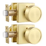 Haidms Gold Door Knobs Interior Zinc-alloy Heavy Duty Round Brushed Privacy. Fixed Price $113.94.