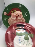 Cracker Barrel Set Of 2 Nostalgic Christmas Ceramic Plates Santa Snowman Vintage. Fixed Price $25.00.