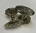 Reclaimed Antique Old Regency Style Pair Oval Brass Door Knobs Handles (DK120). Fixed Price $161.35.