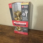 New Kwikset Polished Brass Juno Keyed Entry Doorknob Smartkey Microban 97402-742. Fixed Price $19.99.
