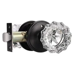 Knobwell Modern Round Crystal Door Knobs With Lock, Frosted 1 Pack, Black. Fixed Price $38.12.