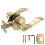 Privacy Interior Door Lever Handle Lock Satin Gold 6.375X1.94X2.625 Inch. Fixed Price $45.48.