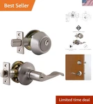 Stratford Satin Nickel 6-WAY Entry Lever & Deadbolt Elegant Security Solution. Fixed Price $71.54.