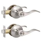 Knobonly 2 Pack Keyed Alike Satin Nickel Entrance Door Handle, Reversible Wav.... Fixed Price $49.14.